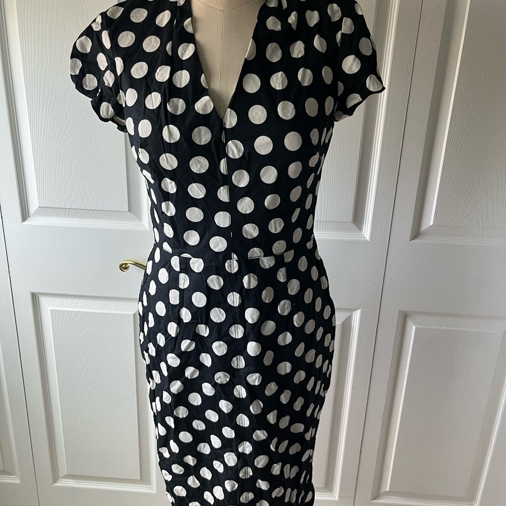 Betsey Johnson Black and White Polka Dot Midi Dress